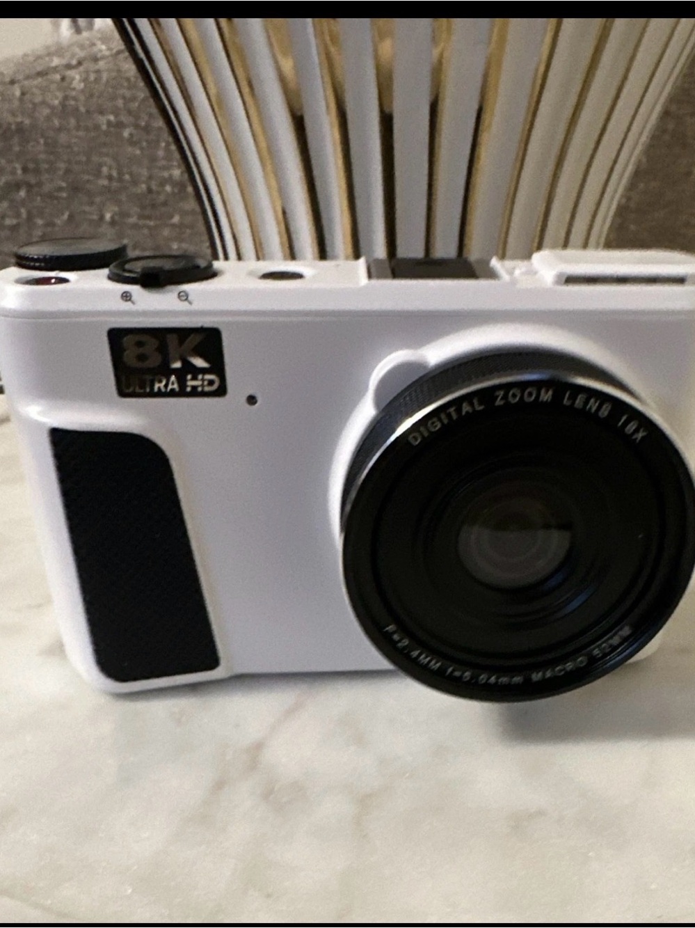 White 8K Ultra HD Compact Digital Camera with 10x Zoom